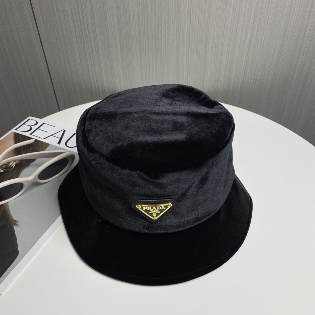 Prada Velvet Bucket Hat - DesignerGu