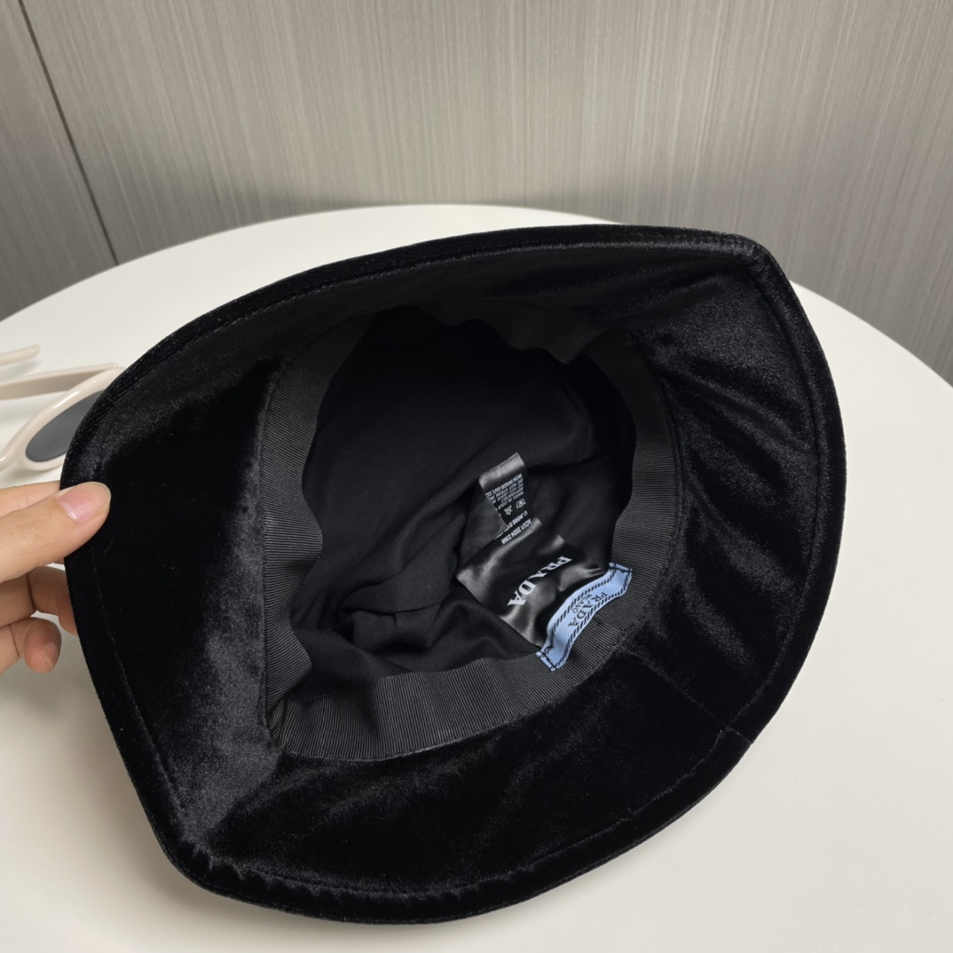 Prada Velvet Bucket Hat - DesignerGu