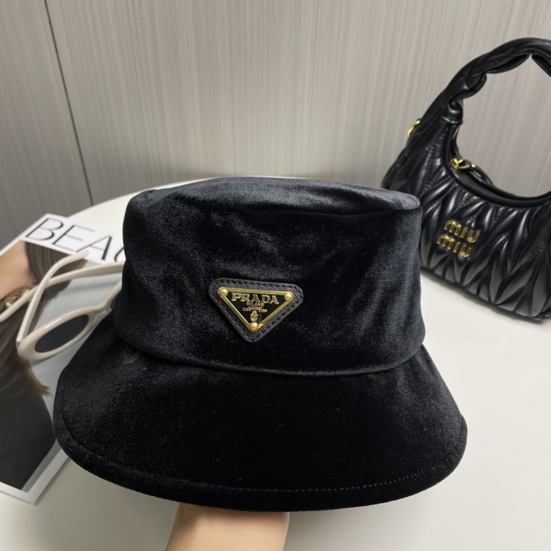 Prada Velvet Bucket Hat - DesignerGu