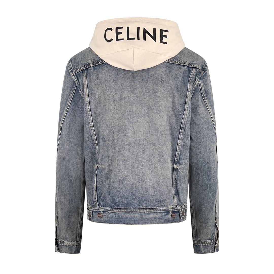 Celine Trucker Jacket In Union Wash Denim - DesignerGu