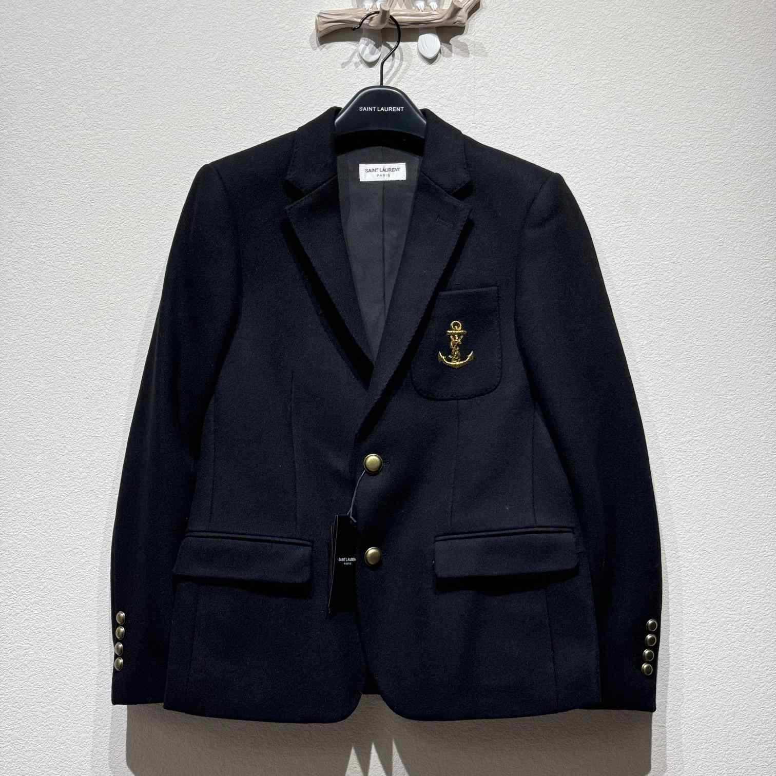 Saint Laurent Anchor Black Blazer Jacket - DesignerGu