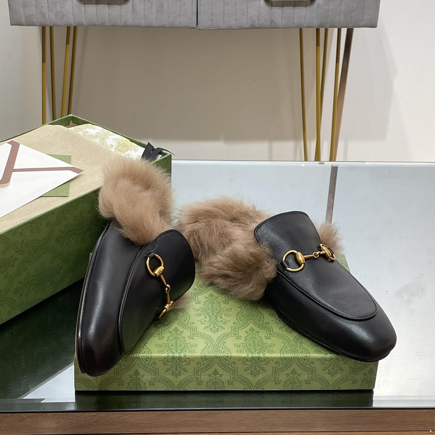 Gucci Fur Horsebit Mules - DesignerGu