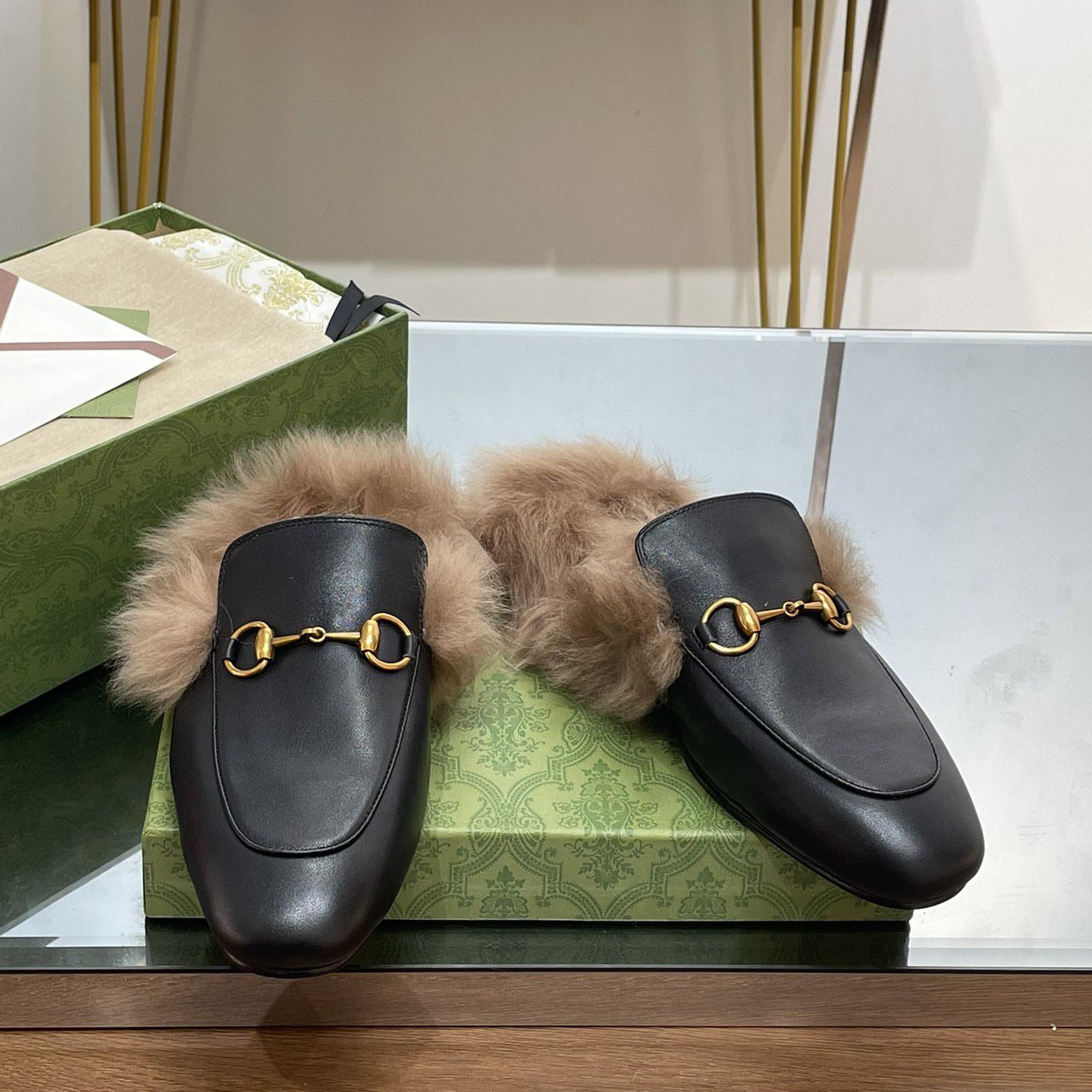 Gucci Fur Horsebit Mules - DesignerGu