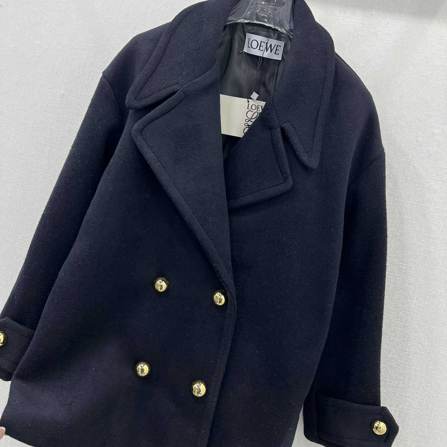 Loewe Pebble Peacoat In Wool - DesignerGu