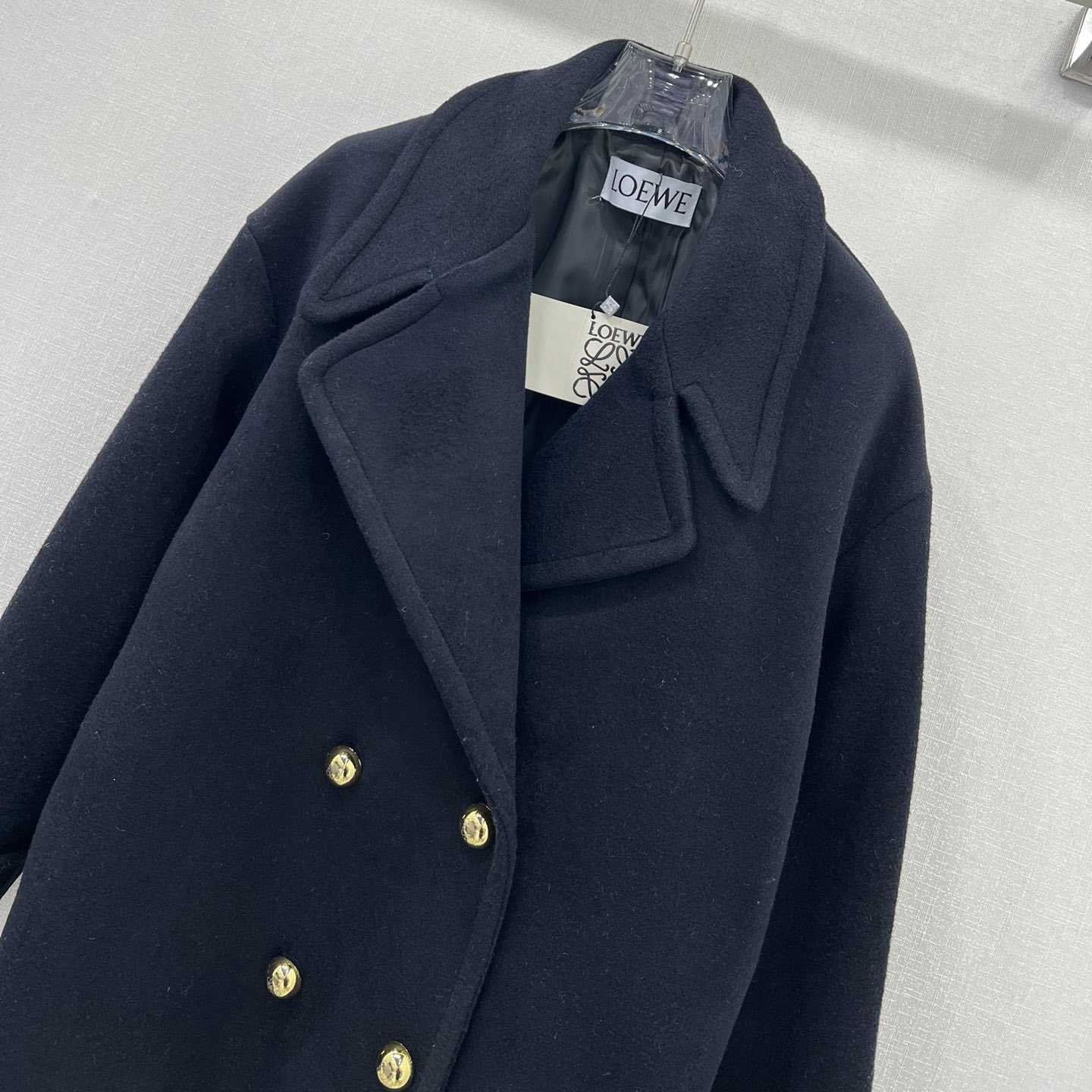 Loewe Pebble Peacoat In Wool - DesignerGu