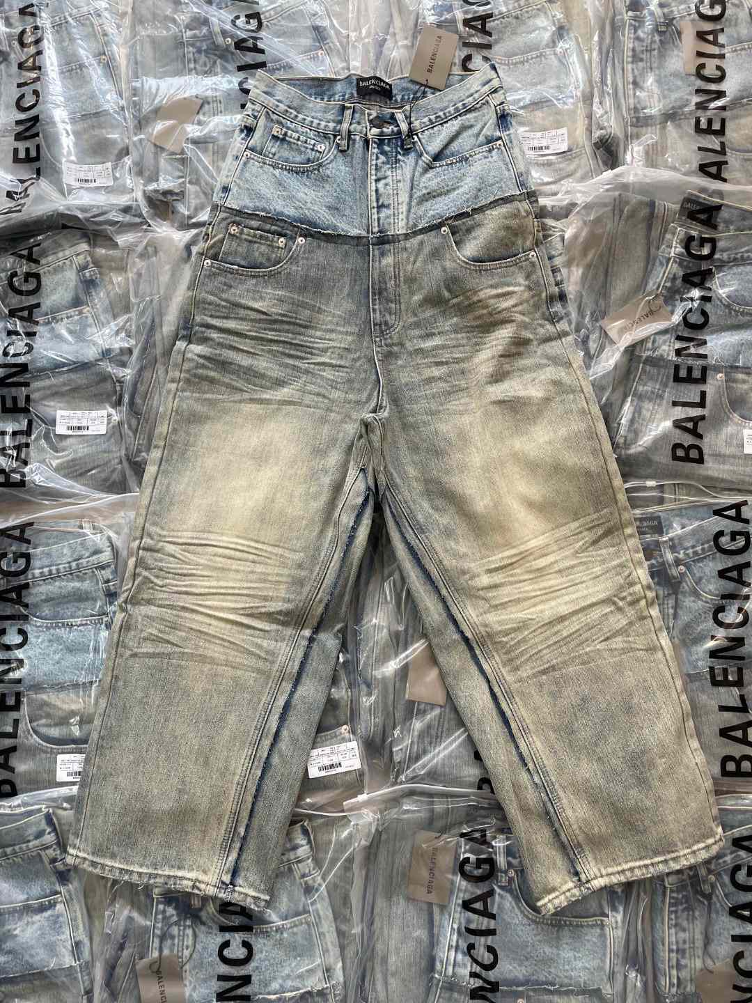 Balenciaga Cut-Up Baggy Pants In Blue  - DesignerGu