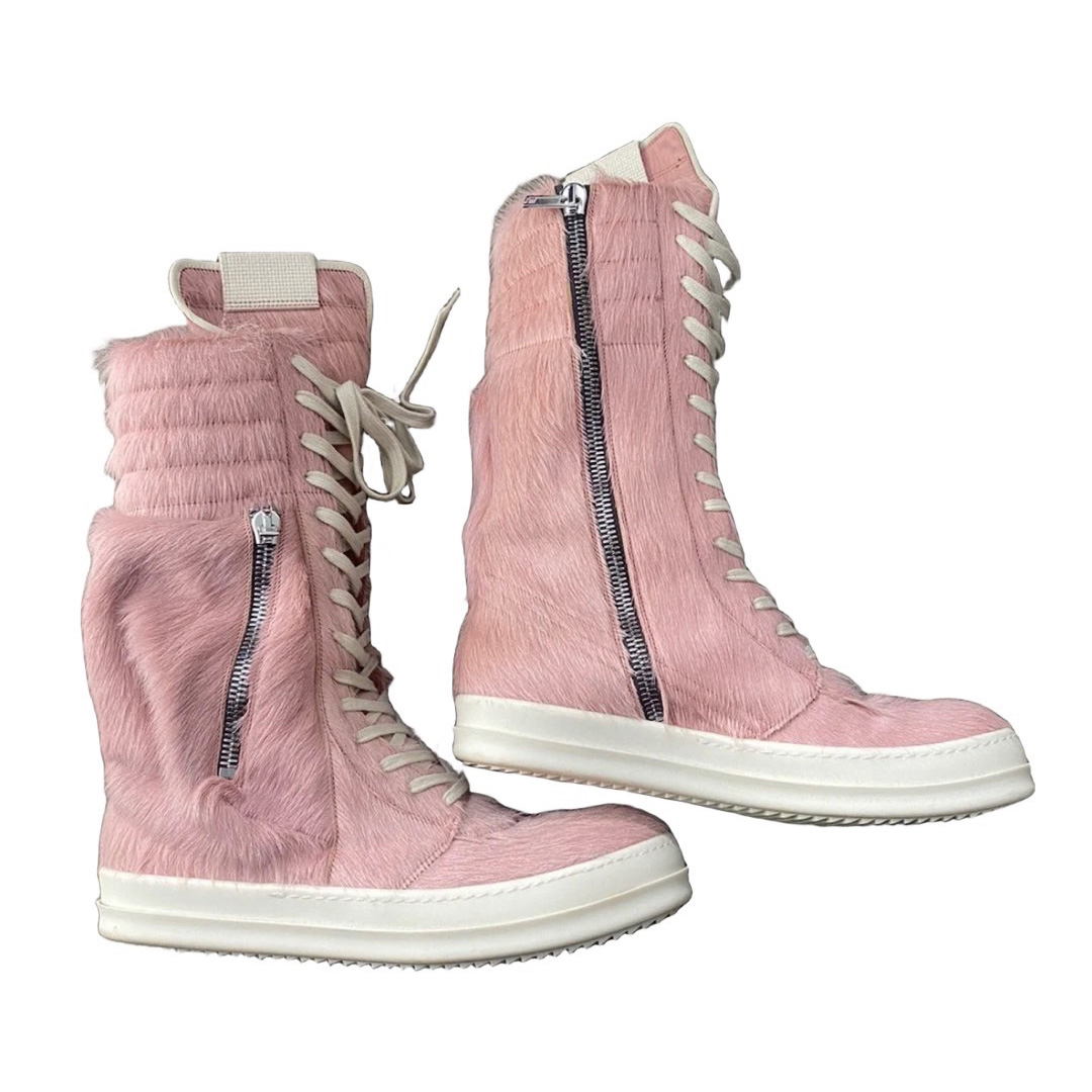 Rick Owens Dirty Pink Pony Hair Cargobasket - DesignerGu