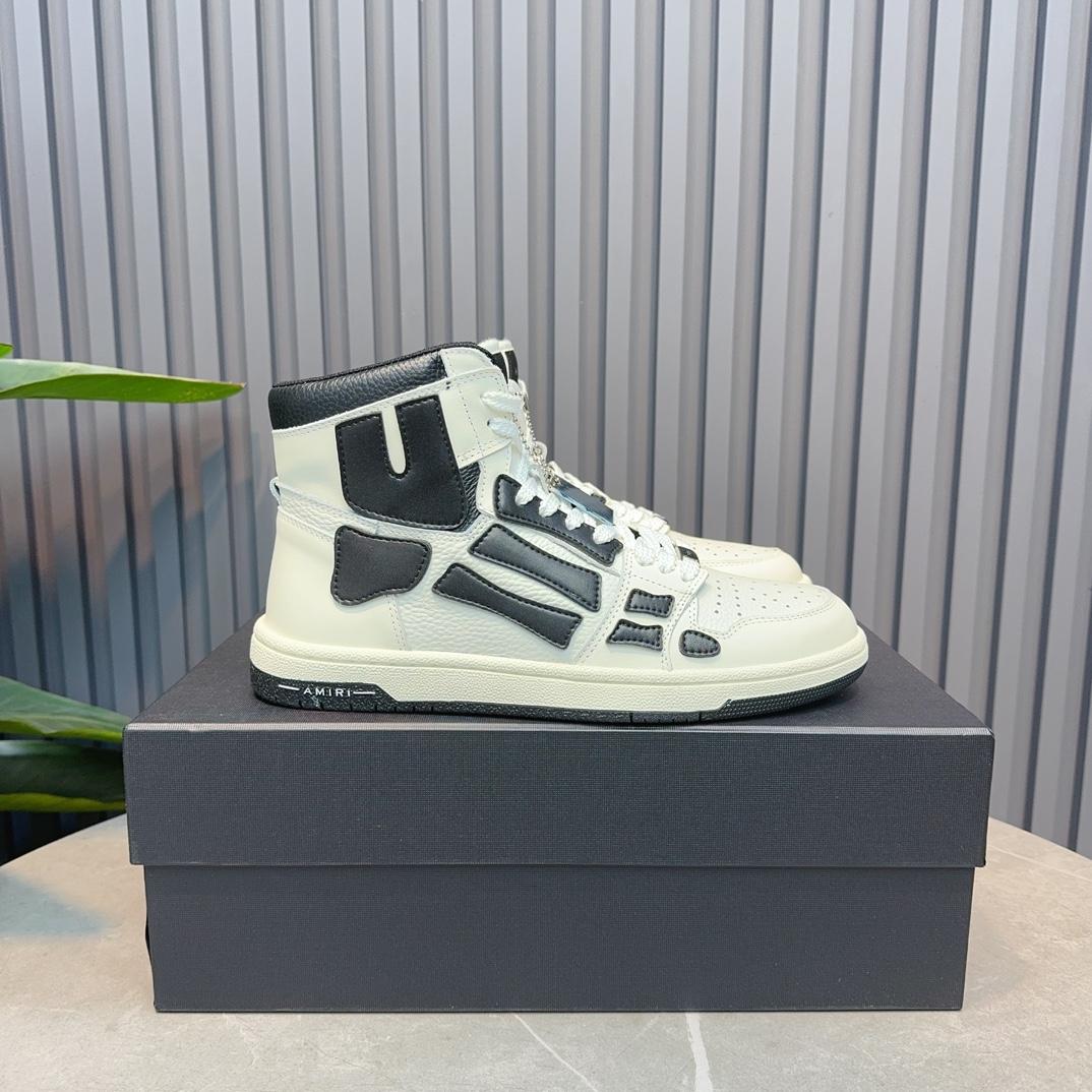 Amiri Leather-Textile High-Top Sneakers - DesignerGu