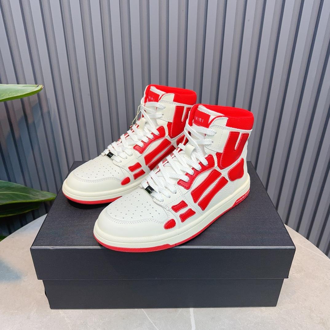 Amiri Leather-Textile High-Top Sneakers - DesignerGu