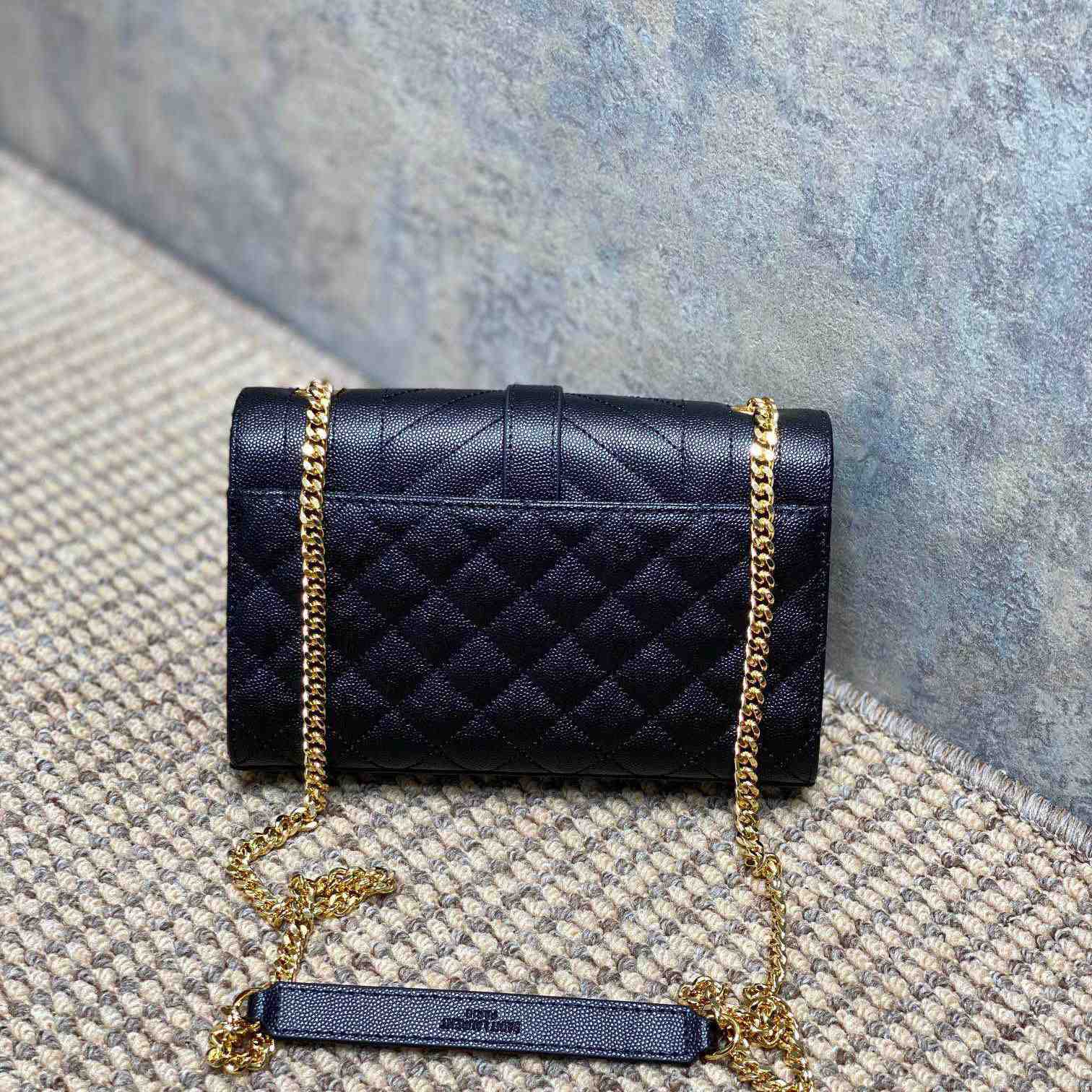 Saint Laurent Envelope Small In Quilted Grain De Poudre Embossed Leather - DesignerGu