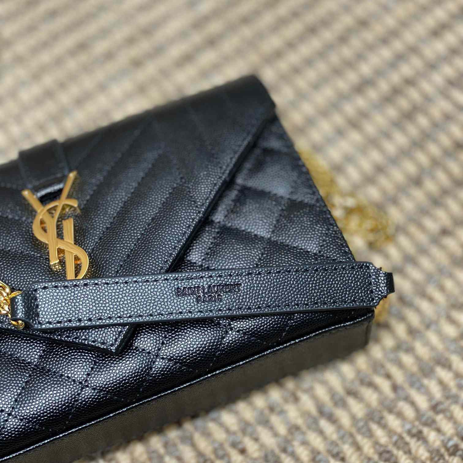 Saint Laurent Envelope Small In Quilted Grain De Poudre Embossed Leather - DesignerGu