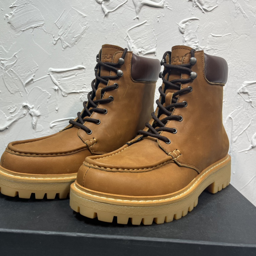 Prada Lug-sole Leather Boots - DesignerGu