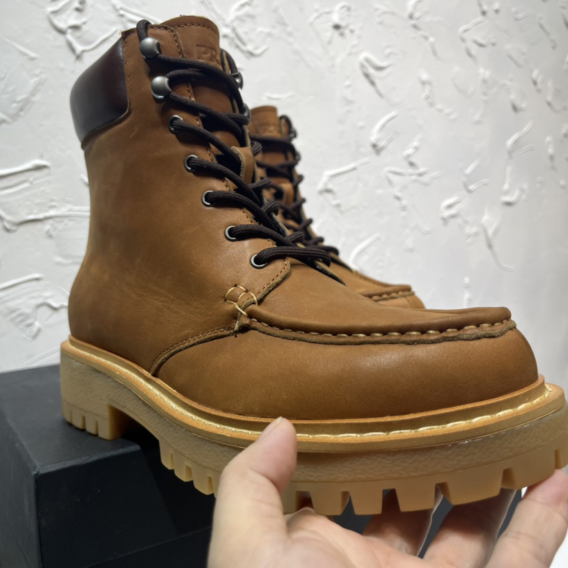 Prada Lug-sole Leather Boots - DesignerGu