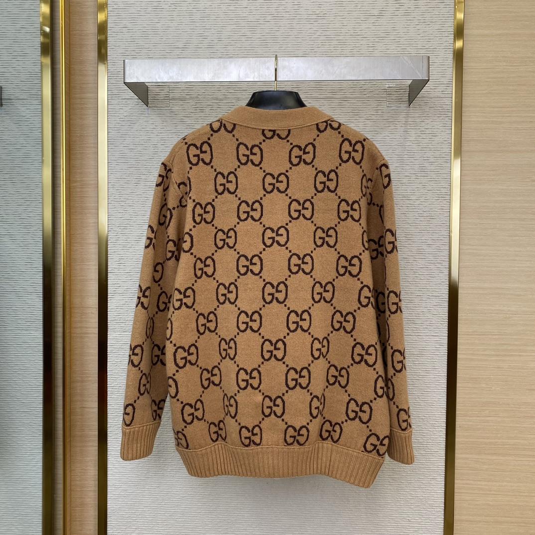 Gucci GG Wool Jacquard Cardigan  - DesignerGu