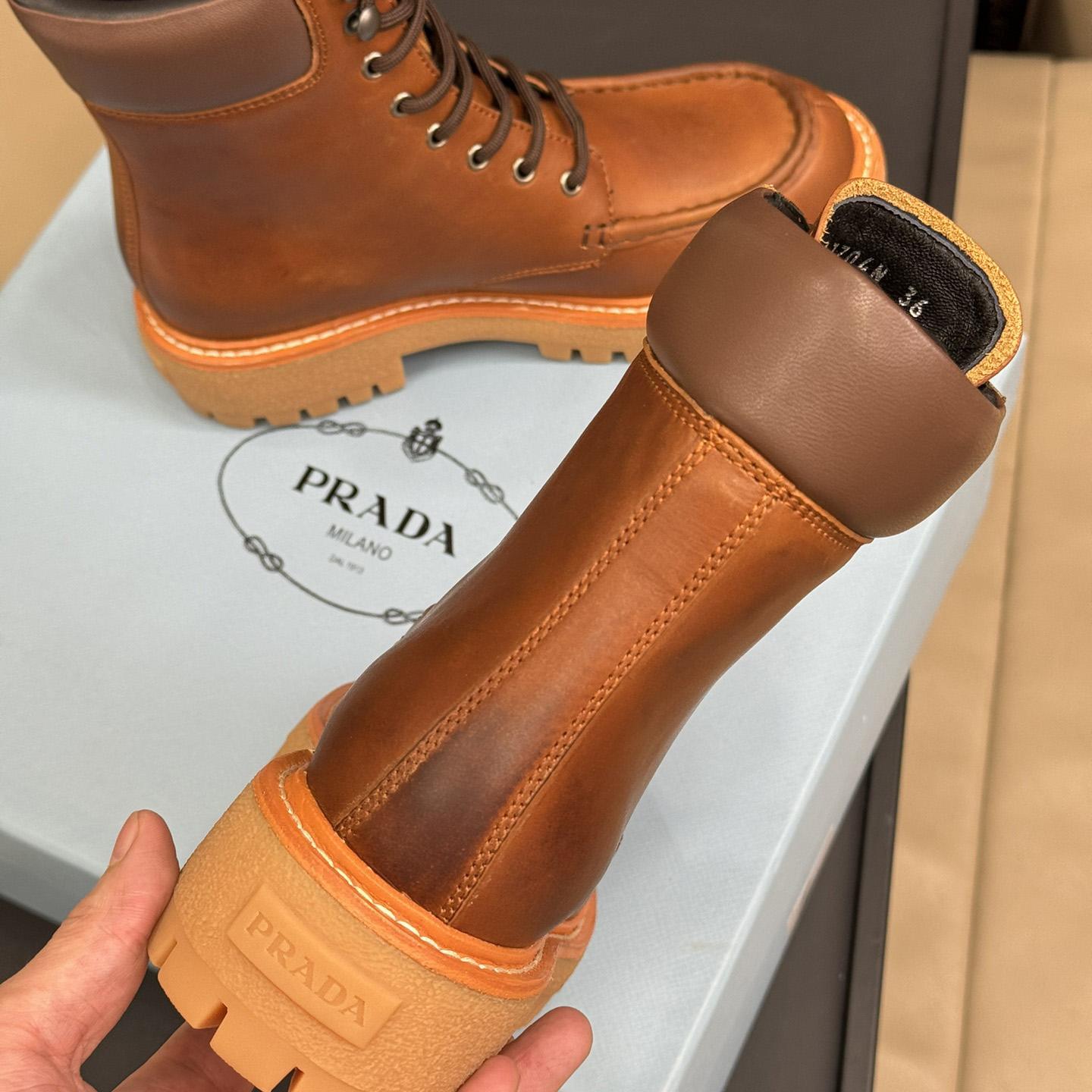 Prada Lug-sole Leather Boots - DesignerGu