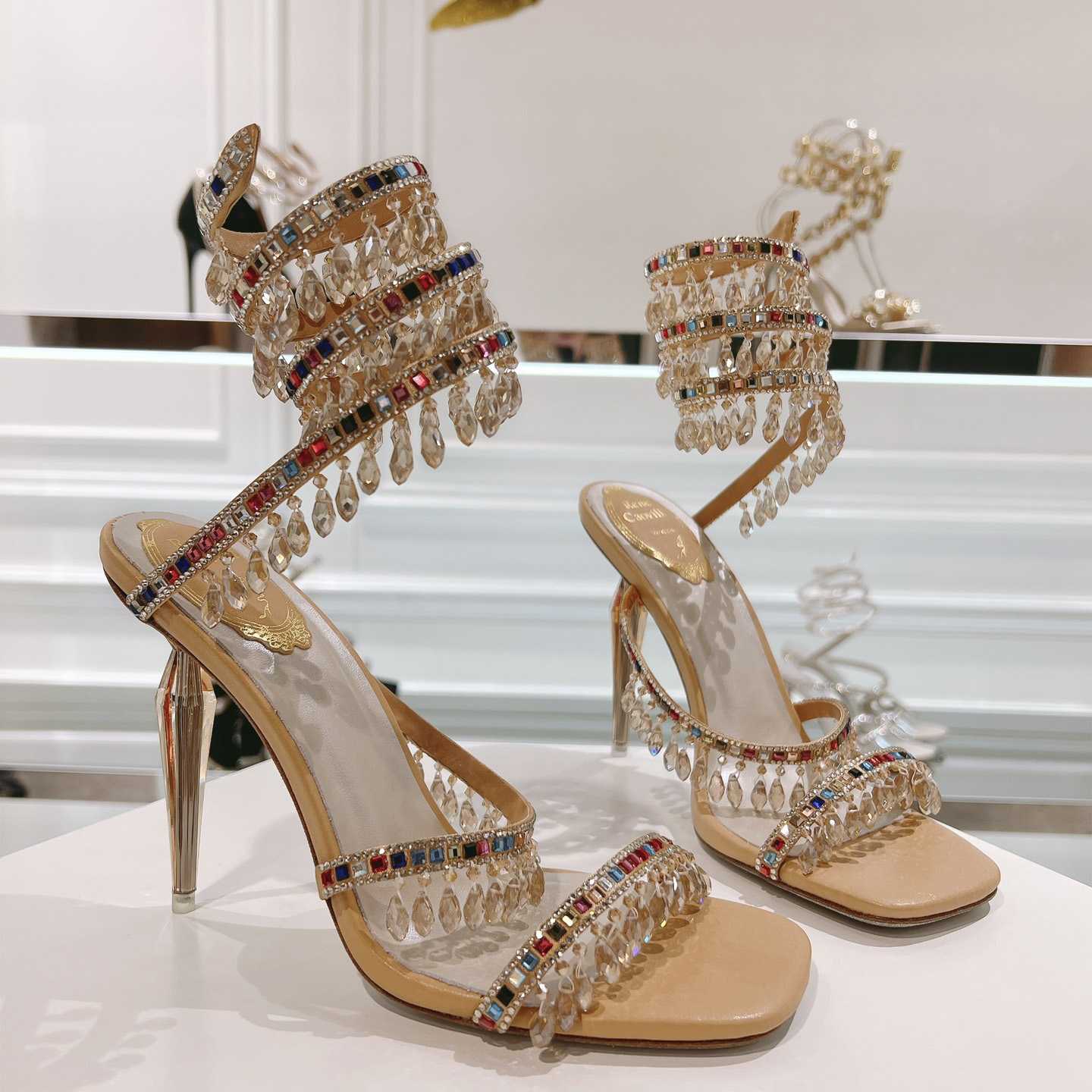 Rene Caovilla Natural Chandelier Sandals - DesignerGu