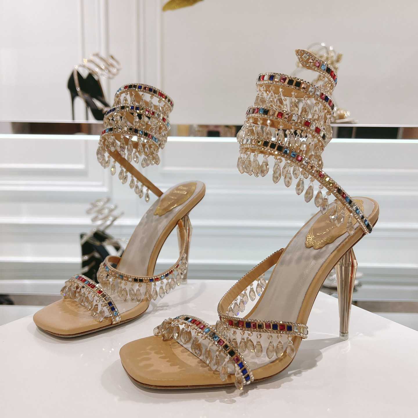 Rene Caovilla Natural Chandelier Sandals - DesignerGu