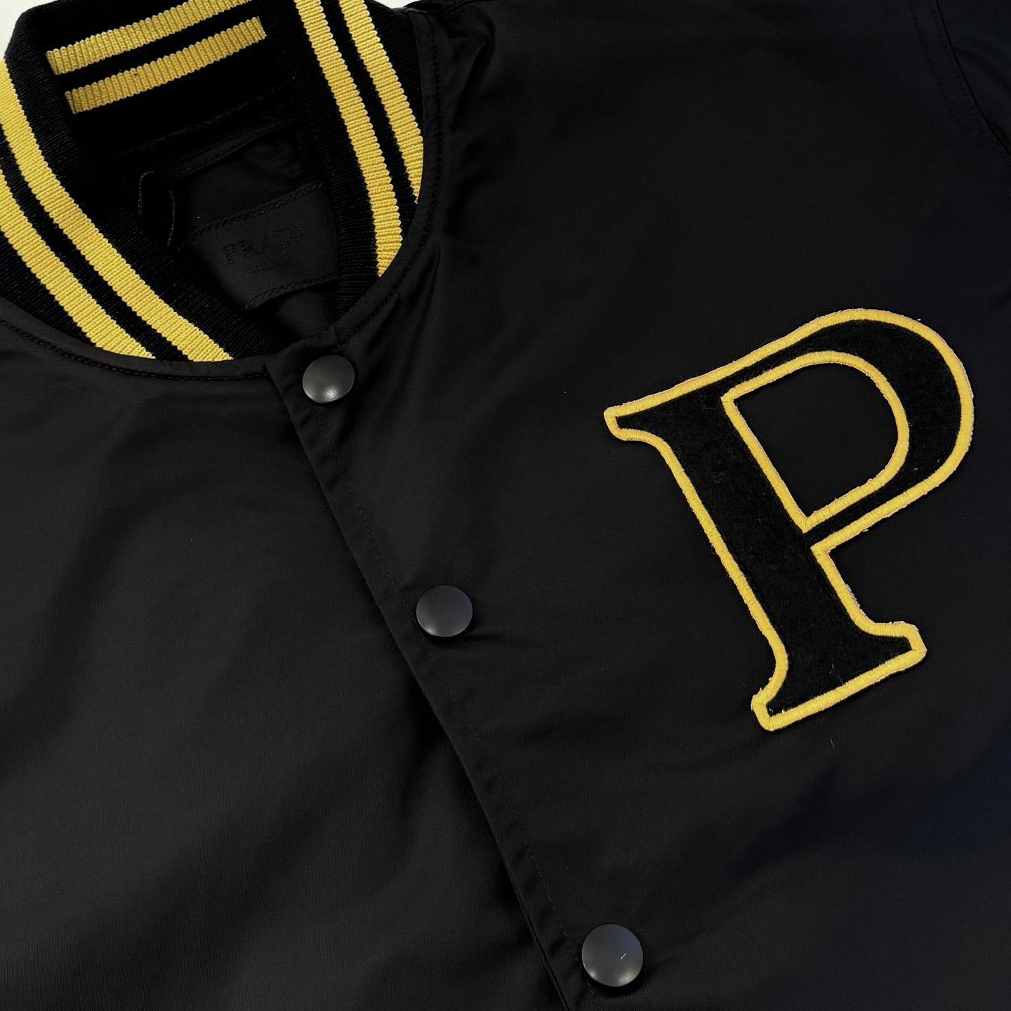 Prada Re-Nylon Bomber Jacket With Patch - DesignerGu