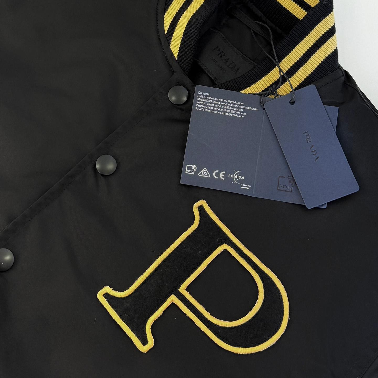 Prada Re-Nylon Bomber Jacket With Patch - DesignerGu