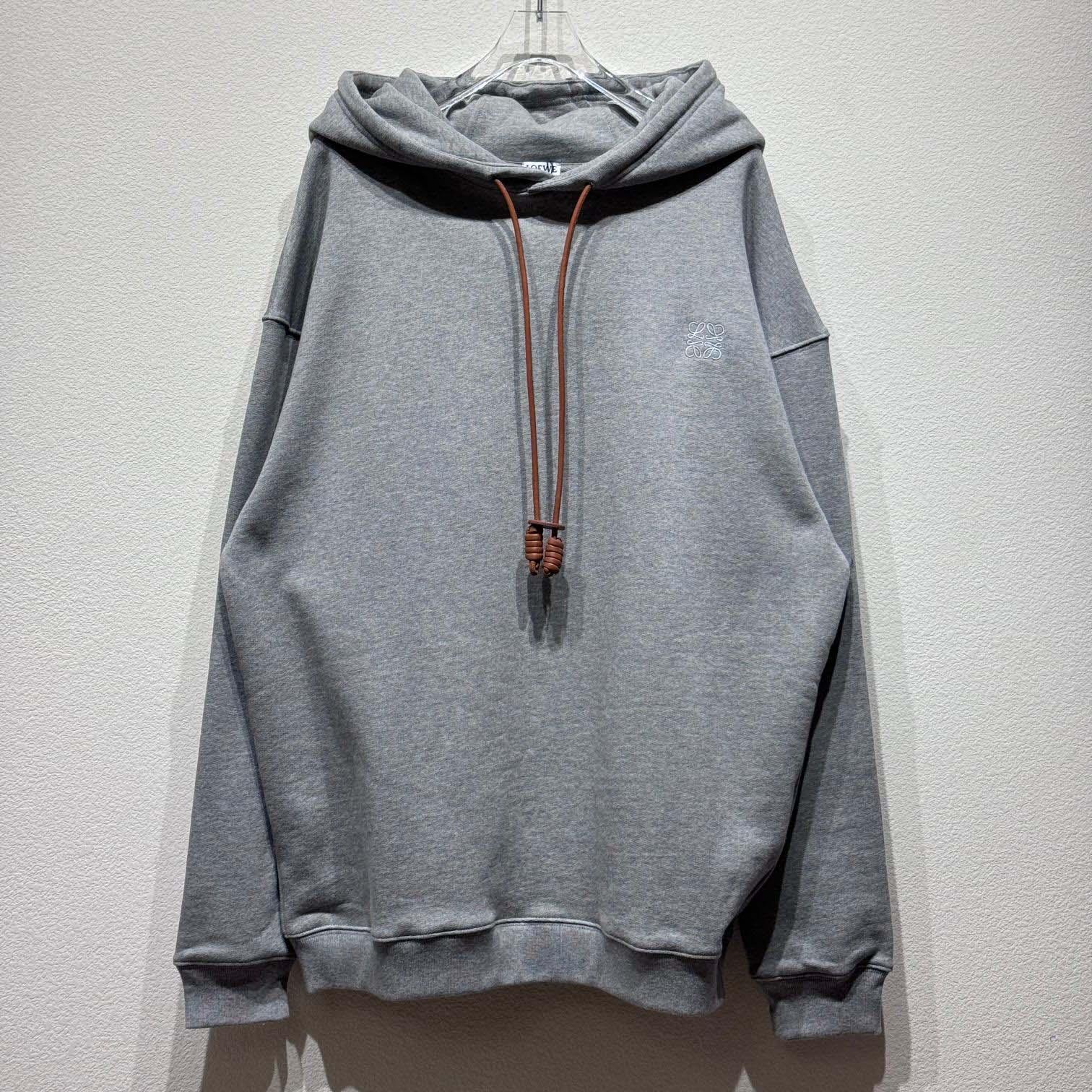 Loewe Relaxed fit Hoodie In Cotton Grey - DesignerGu