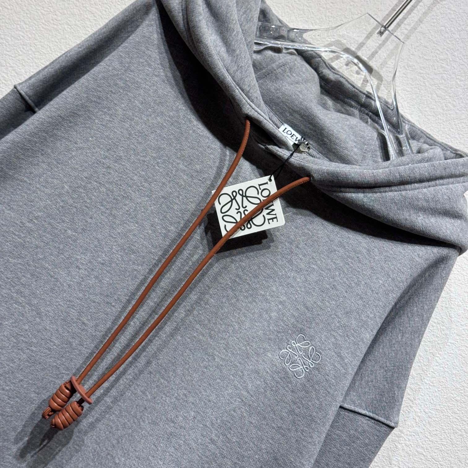 Loewe Relaxed fit Hoodie In Cotton Grey - DesignerGu