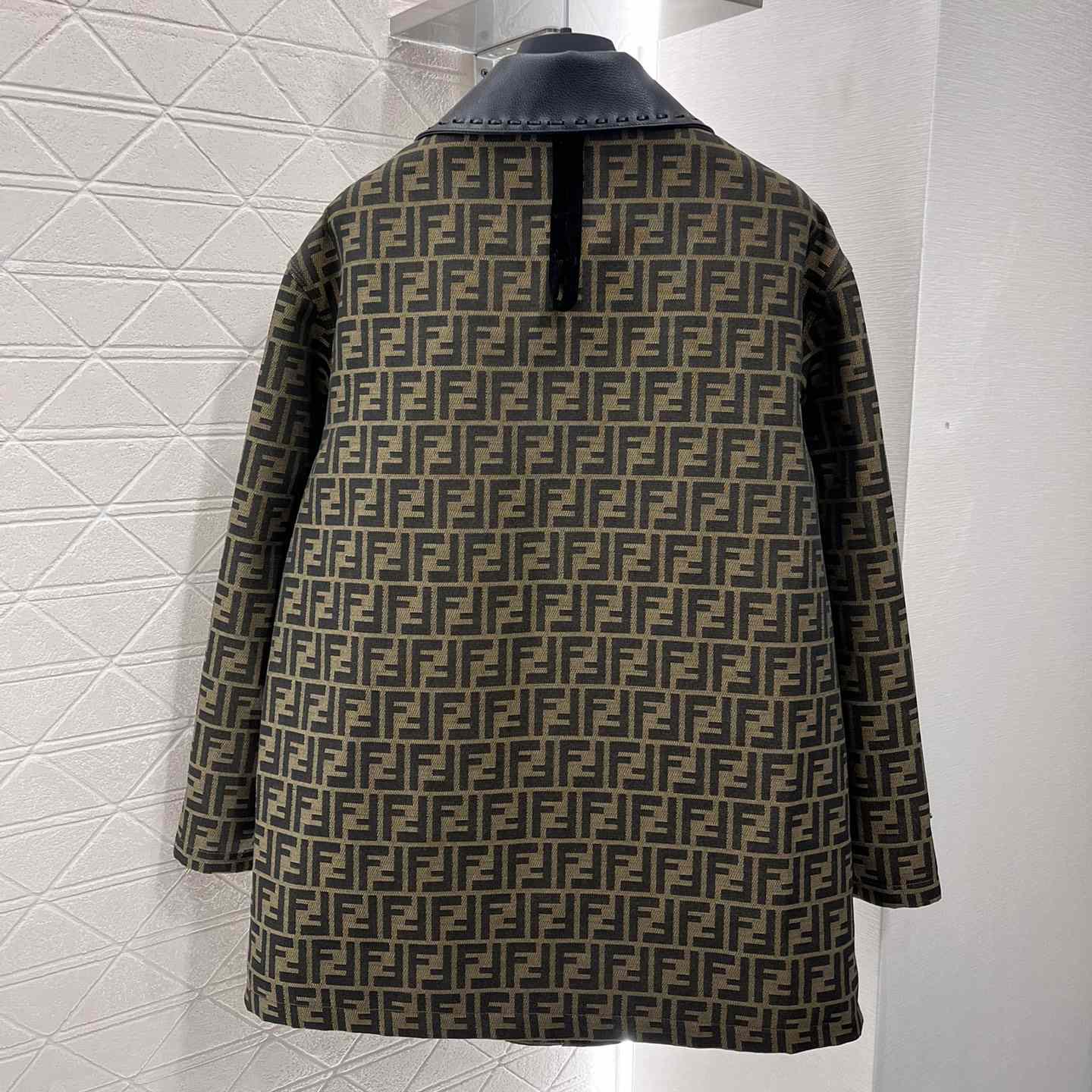 Fendi Brown Waxed FF Jacquard Blouson - DesignerGu