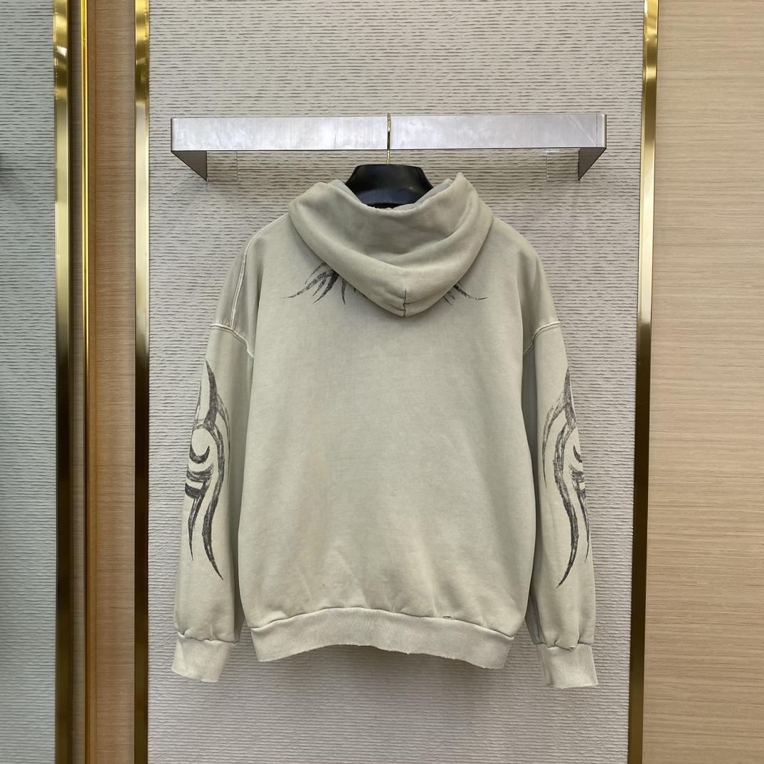 Balenciaga Y2K Zip-Up Hoodie Regular Fit In Light Beige - DesignerGu