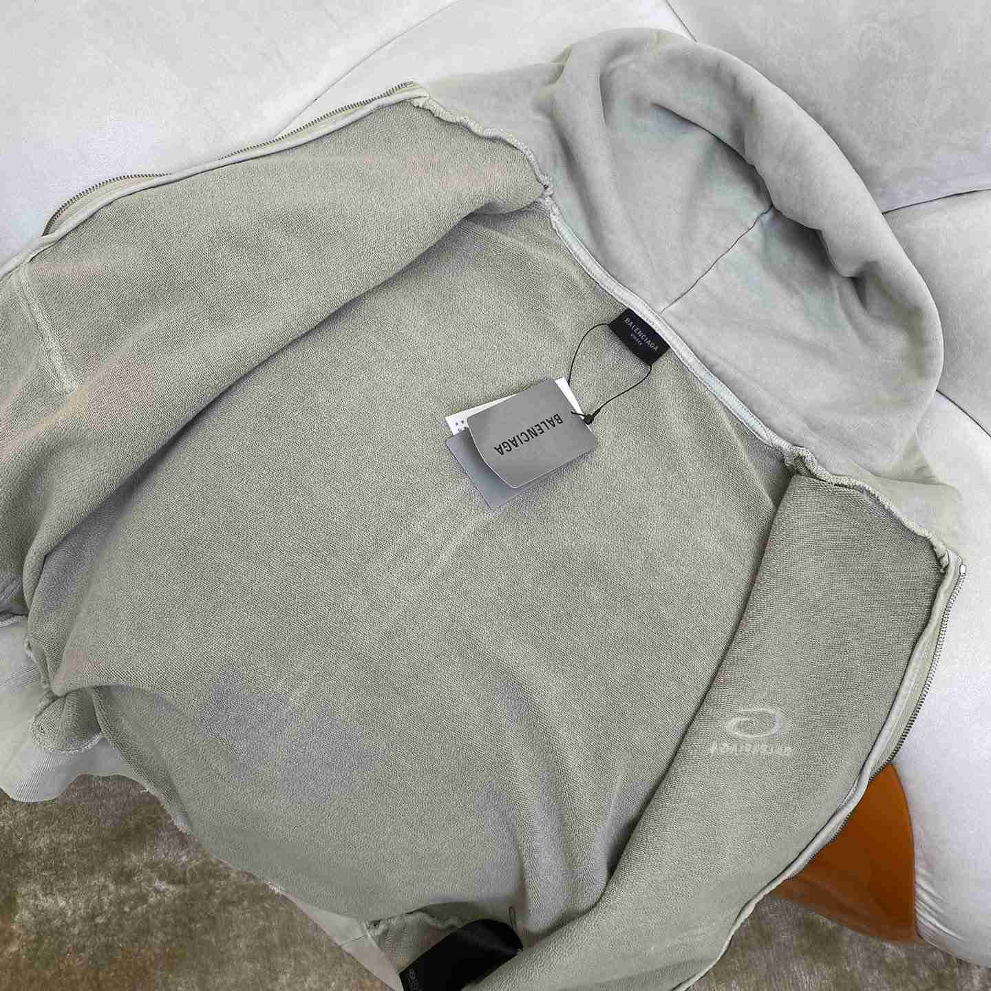 Balenciaga Y2K Zip-Up Hoodie Regular Fit In Light Beige - DesignerGu