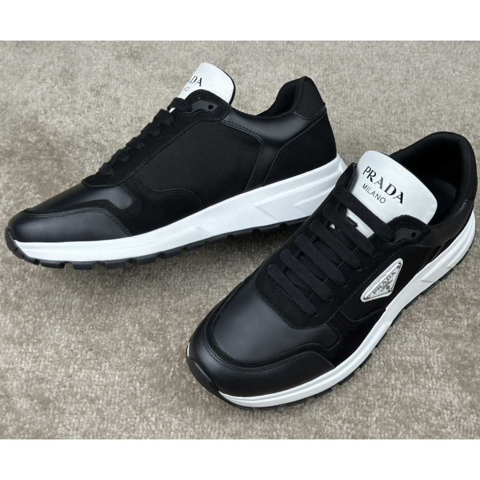 Prada Leather And Re-Nylon Sneakers - DesignerGu