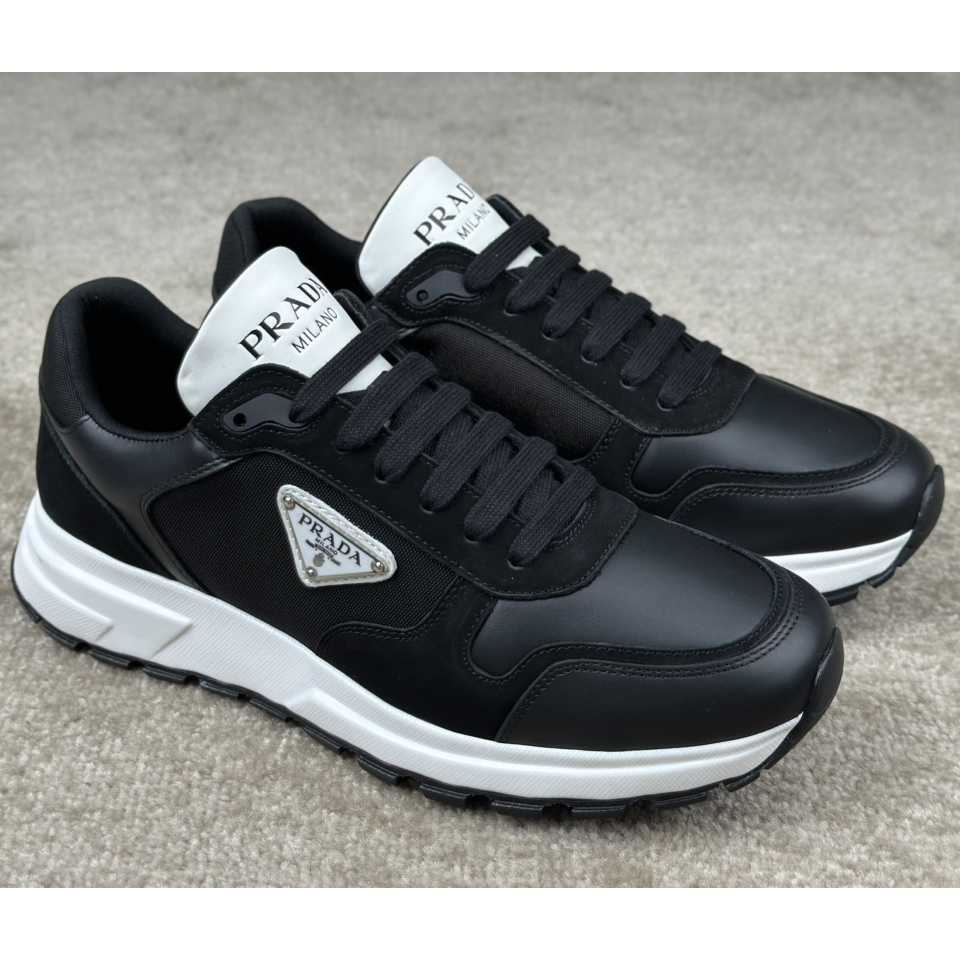 Prada Leather And Re-Nylon Sneakers - DesignerGu