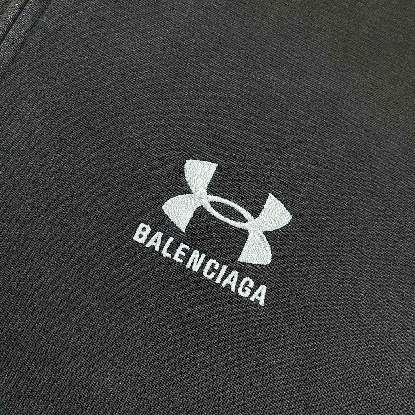 Balenciaga Under Armour® Zip-Up Hoodie Regular Fit In Black - DesignerGu