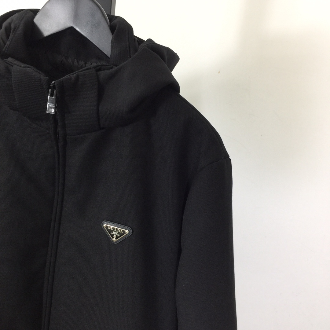 Prada Logo-appliqué Hooded Jacket - DesignerGu