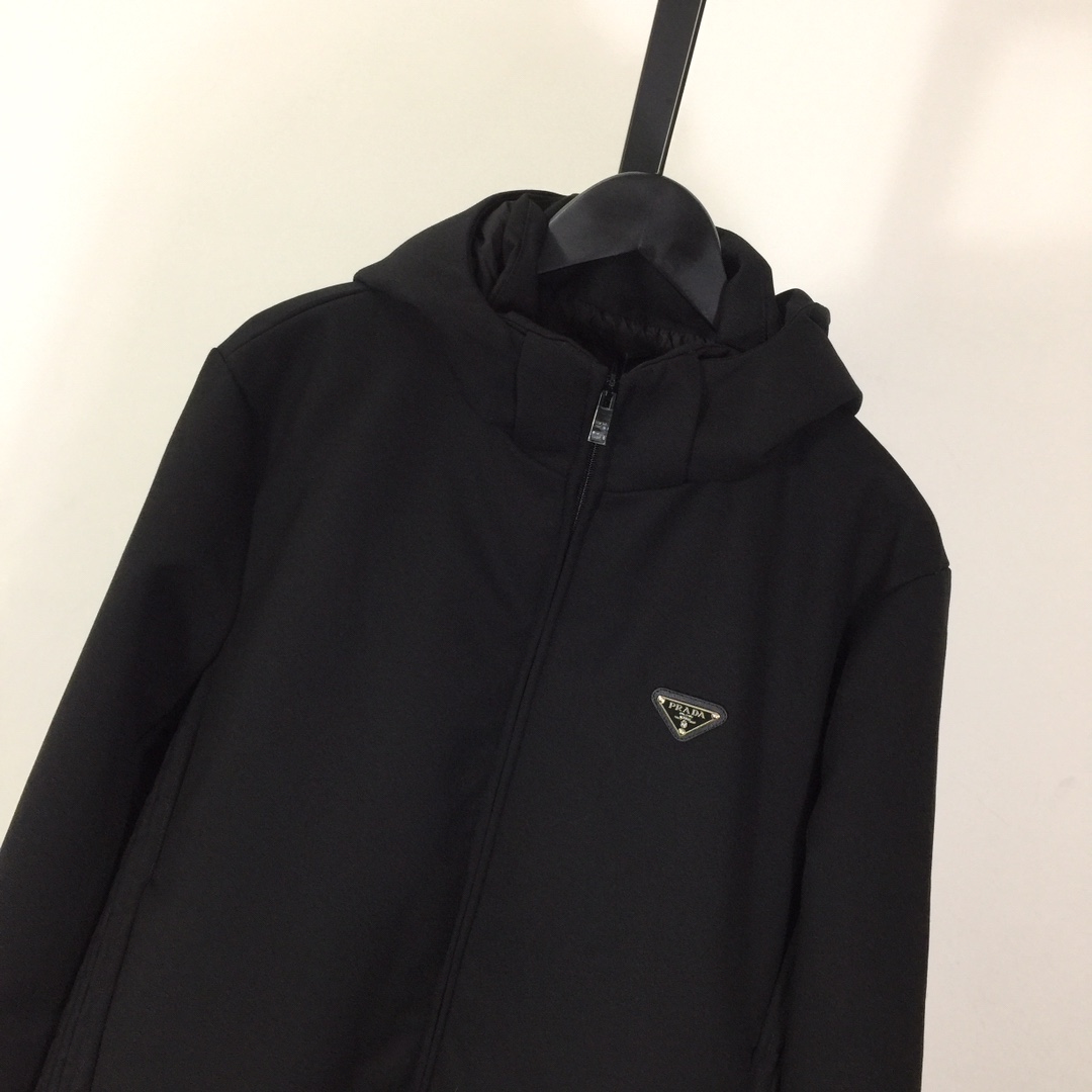 Prada Logo-appliqué Hooded Jacket - DesignerGu