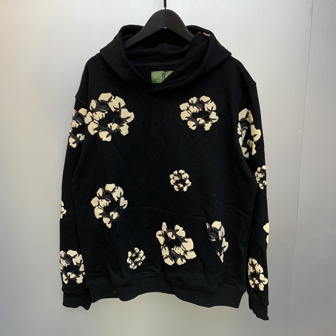 Denim Tears Cactus Tears Wreath Hoodie Black - DesignerGu