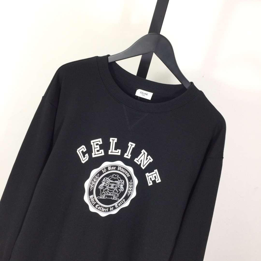 Celine Blason Loose Sweatshirt In Cotton Fleece - DesignerGu