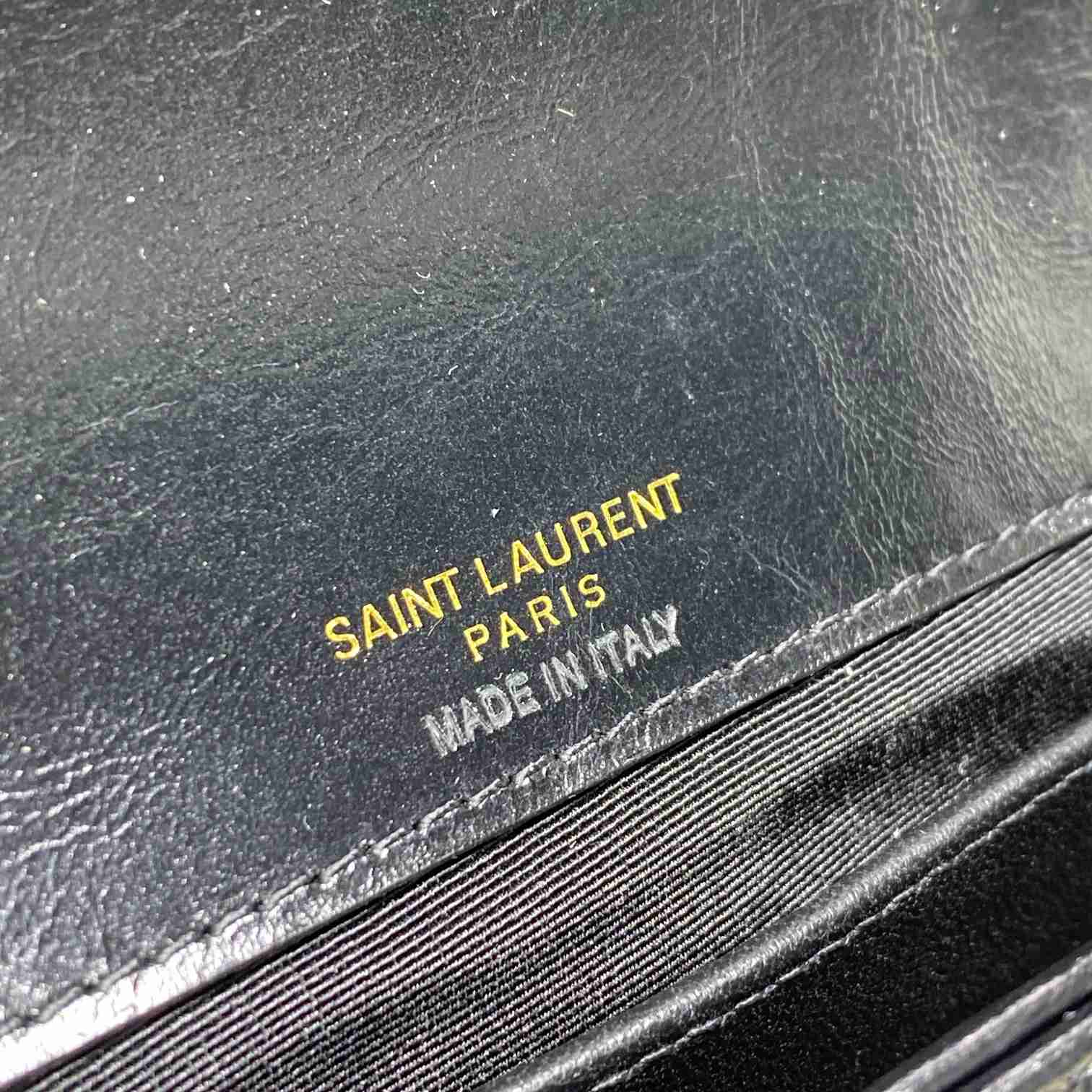 Saint Laurent College Mini Chain Bag In Shiny Crackled Leather - DesignerGu