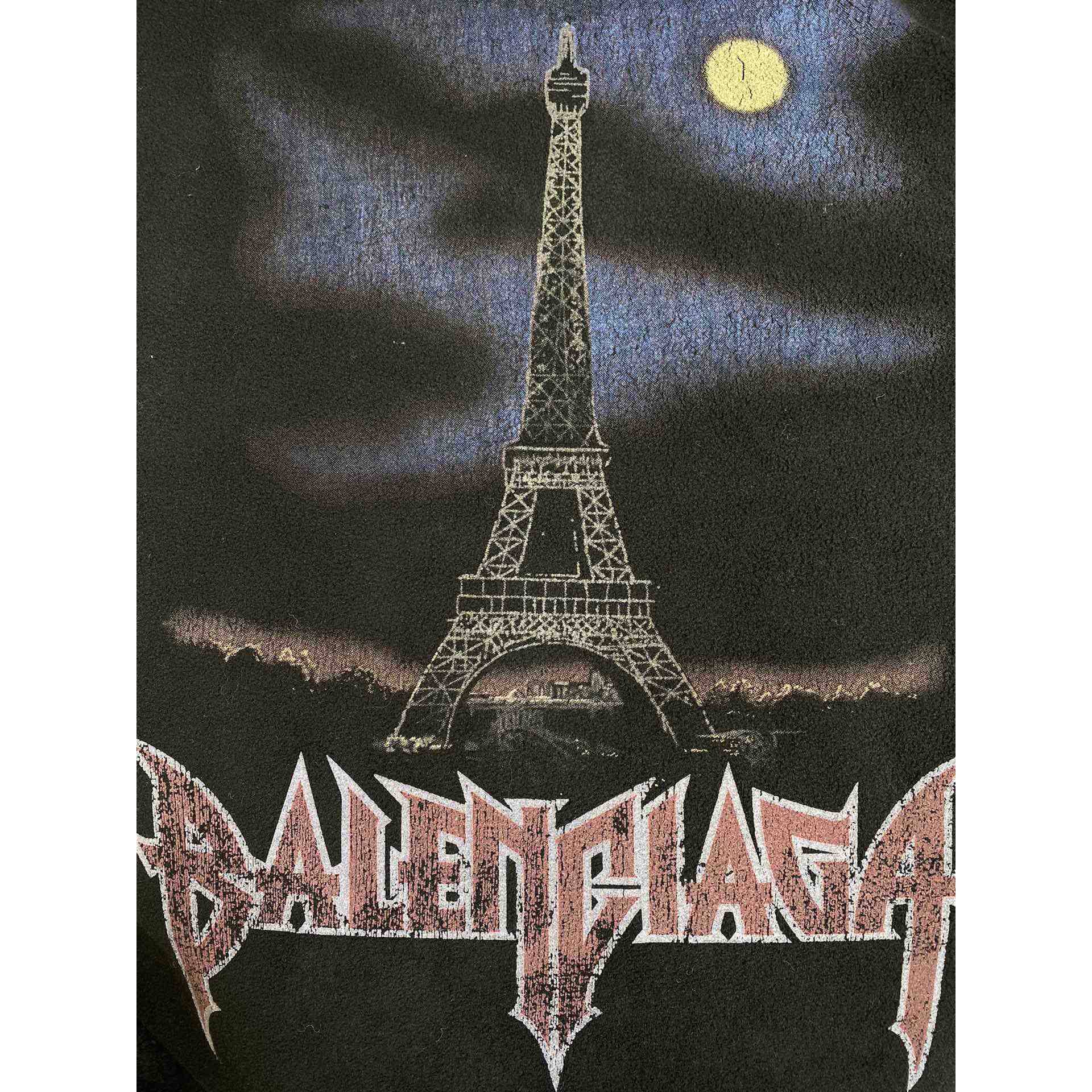 Balenciaga Paris Moon Crinkled Hoodie Large Fit In Black - DesignerGu