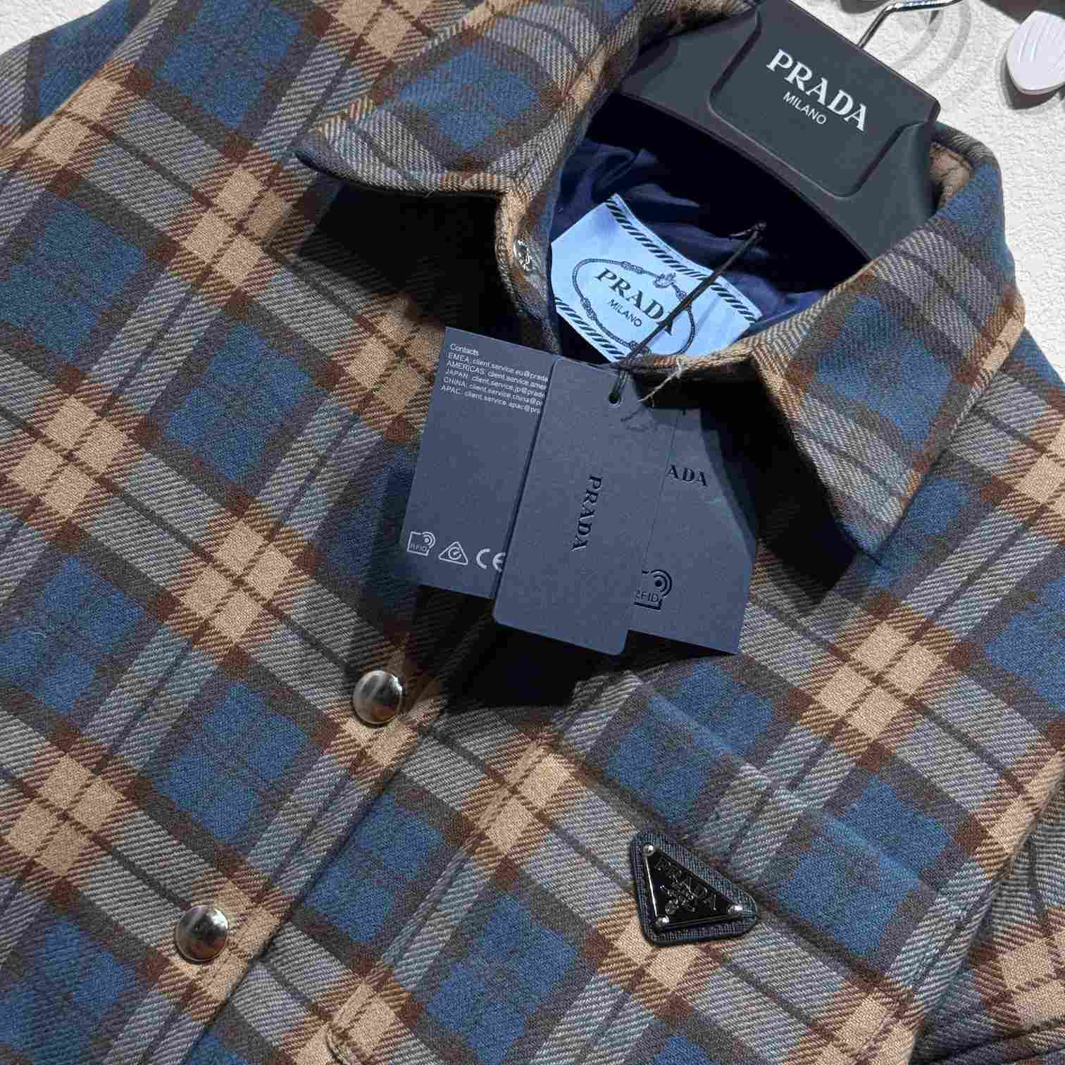 Prada Checked Wool Twill Lumberjack Jacket - DesignerGu