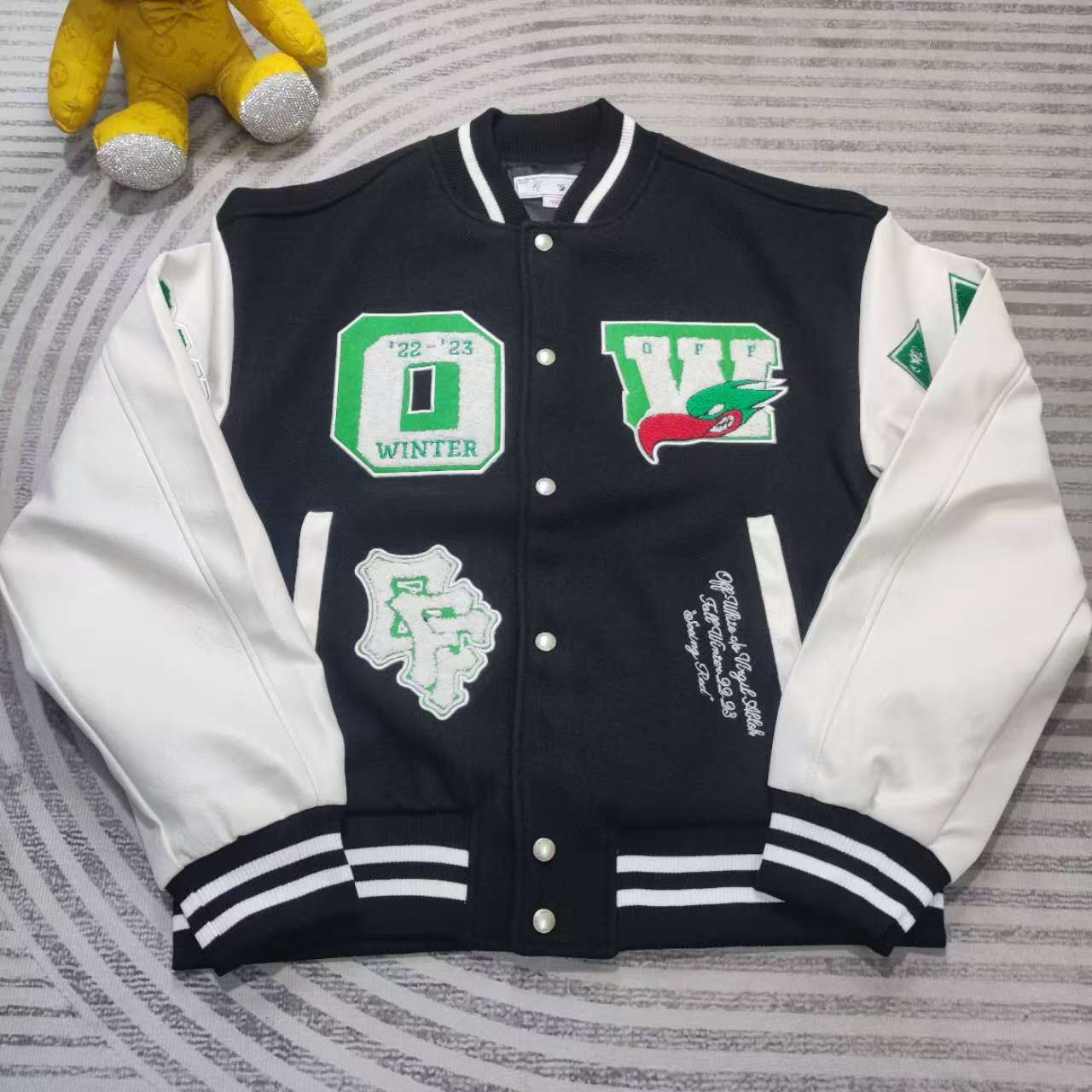 Off-White Embr Patches Embroidered Varsity Jacket - DesignerGu