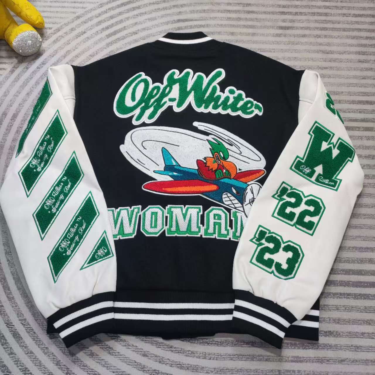 Off-White Embr Patches Embroidered Varsity Jacket - DesignerGu