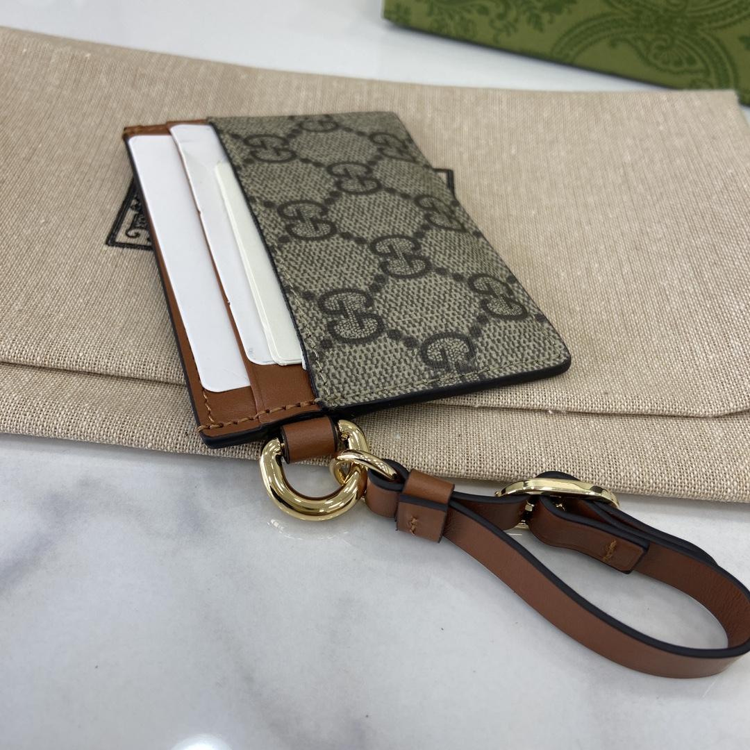 Gucci GG Emblem Card Case With Strap - DesignerGu