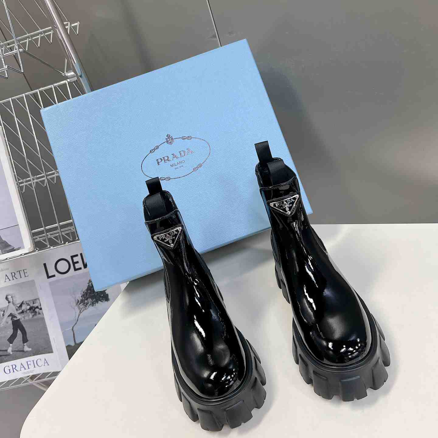 Prada Monolith Ankle Boots - DesignerGu