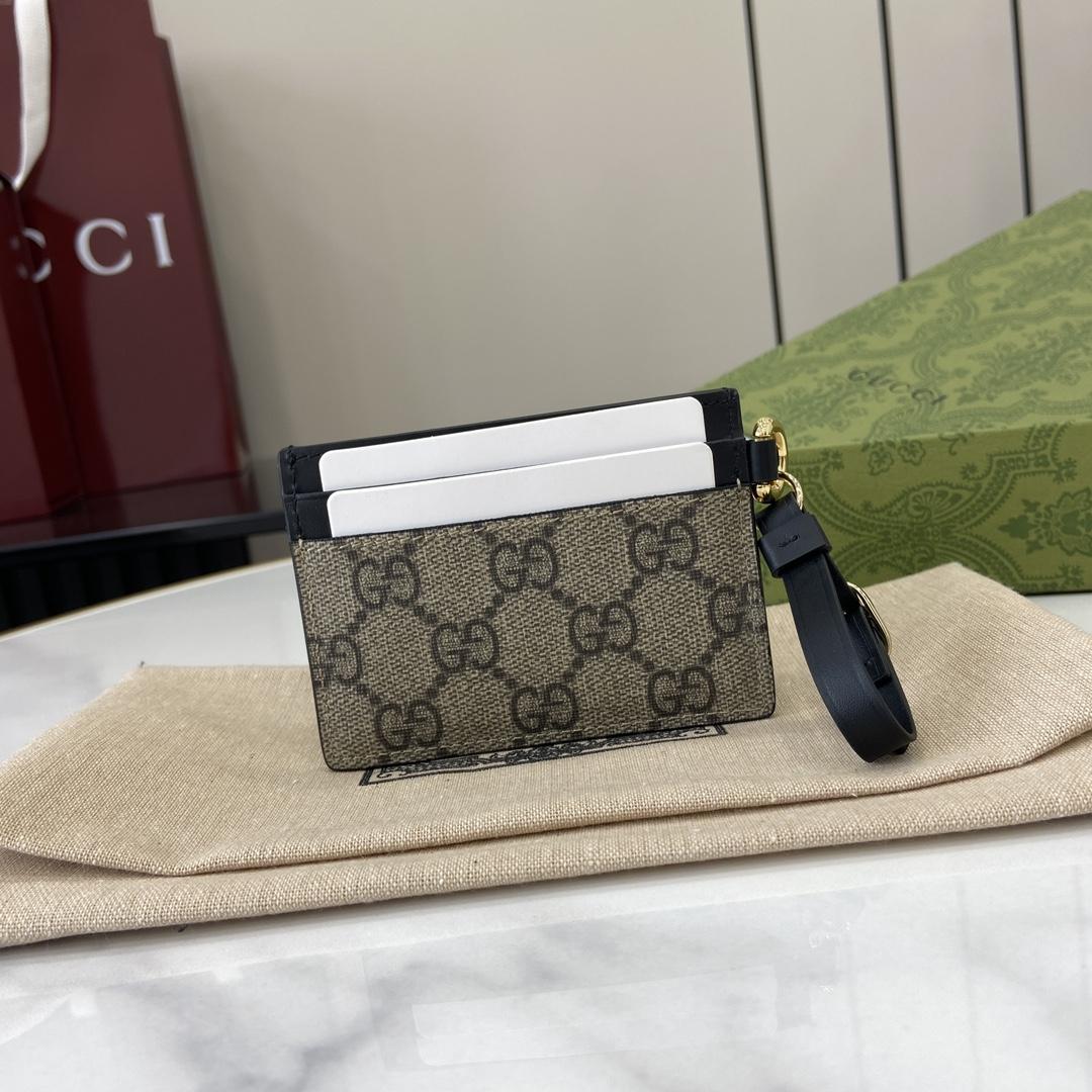 Gucci GG Emblem Card Case With Strap - DesignerGu