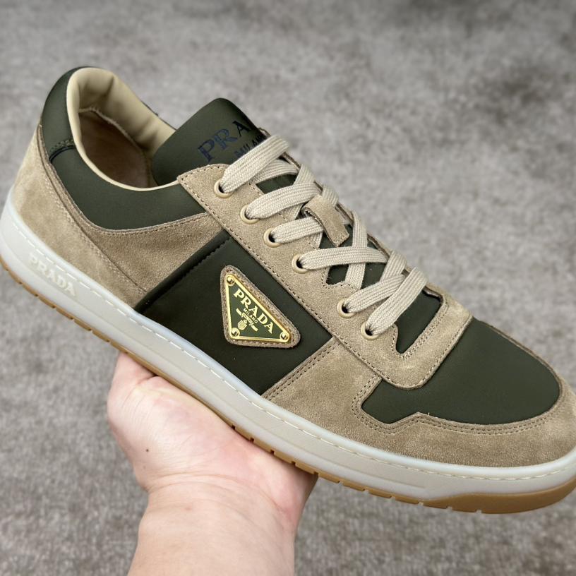 Prada Downtown Suede And Re-Nylon Sneakers - DesignerGu