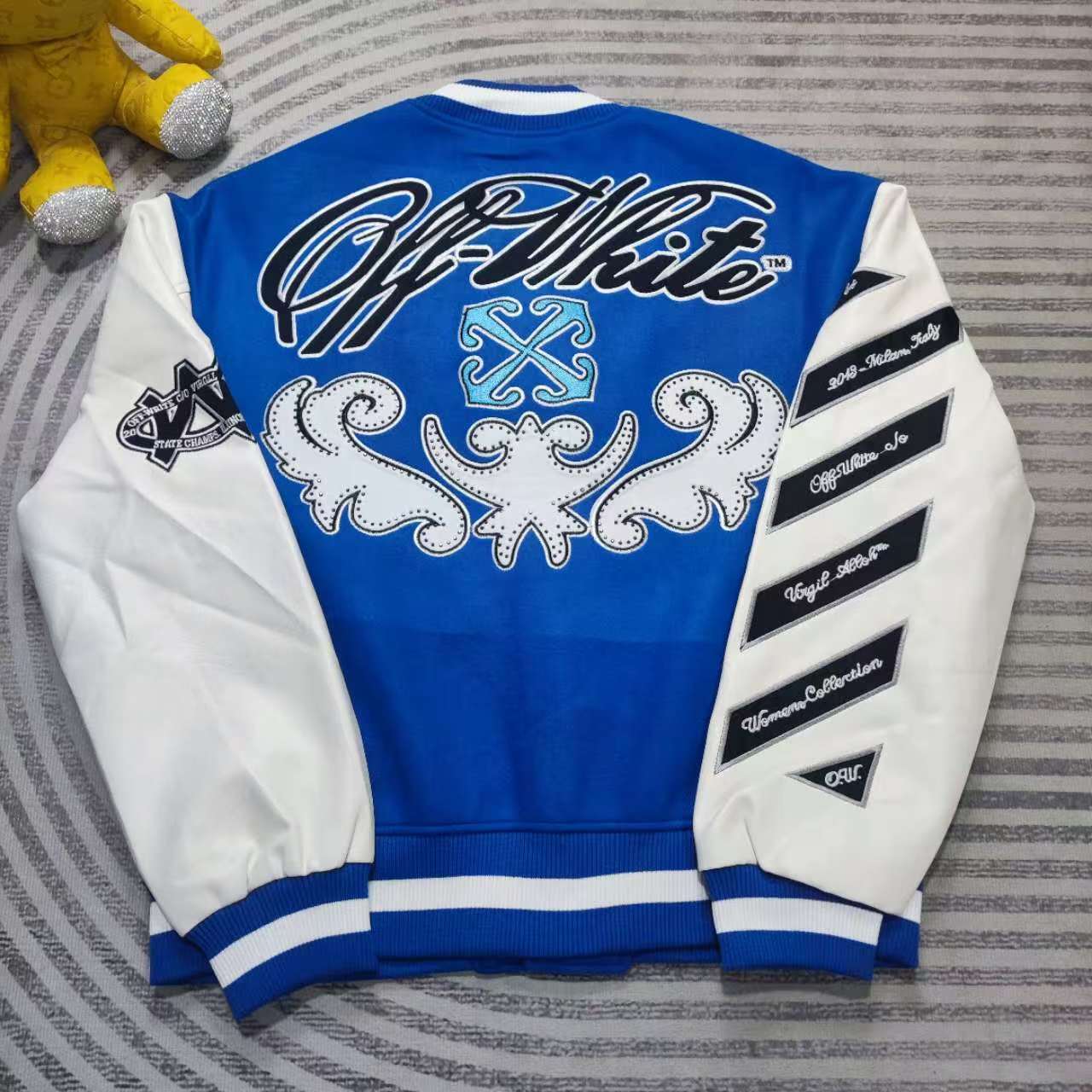 Off-White Royal Logo-appliqué Varsity Jacket - DesignerGu