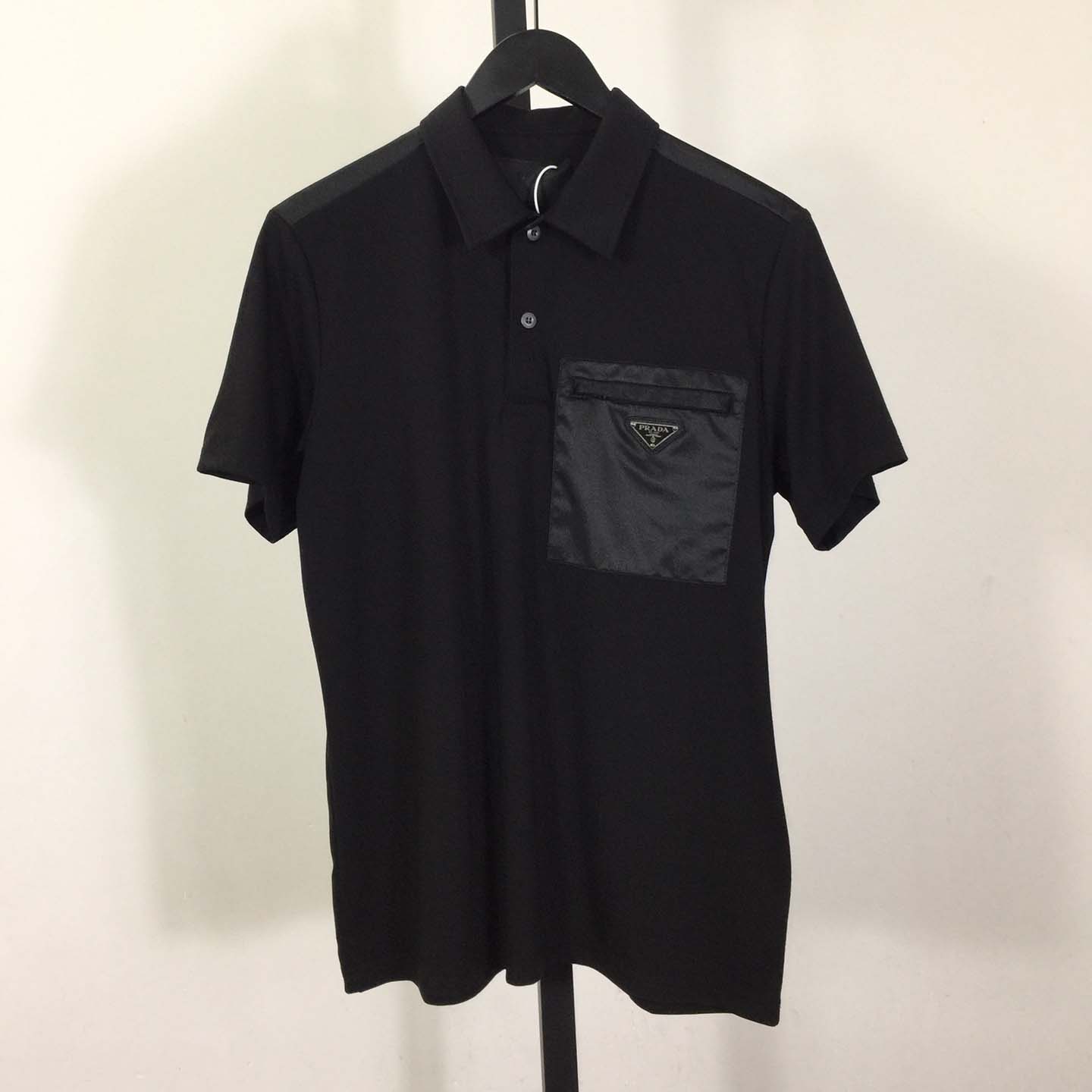 Prada Stretch Cotton Polo Shirt With Re-Nylon Details - DesignerGu