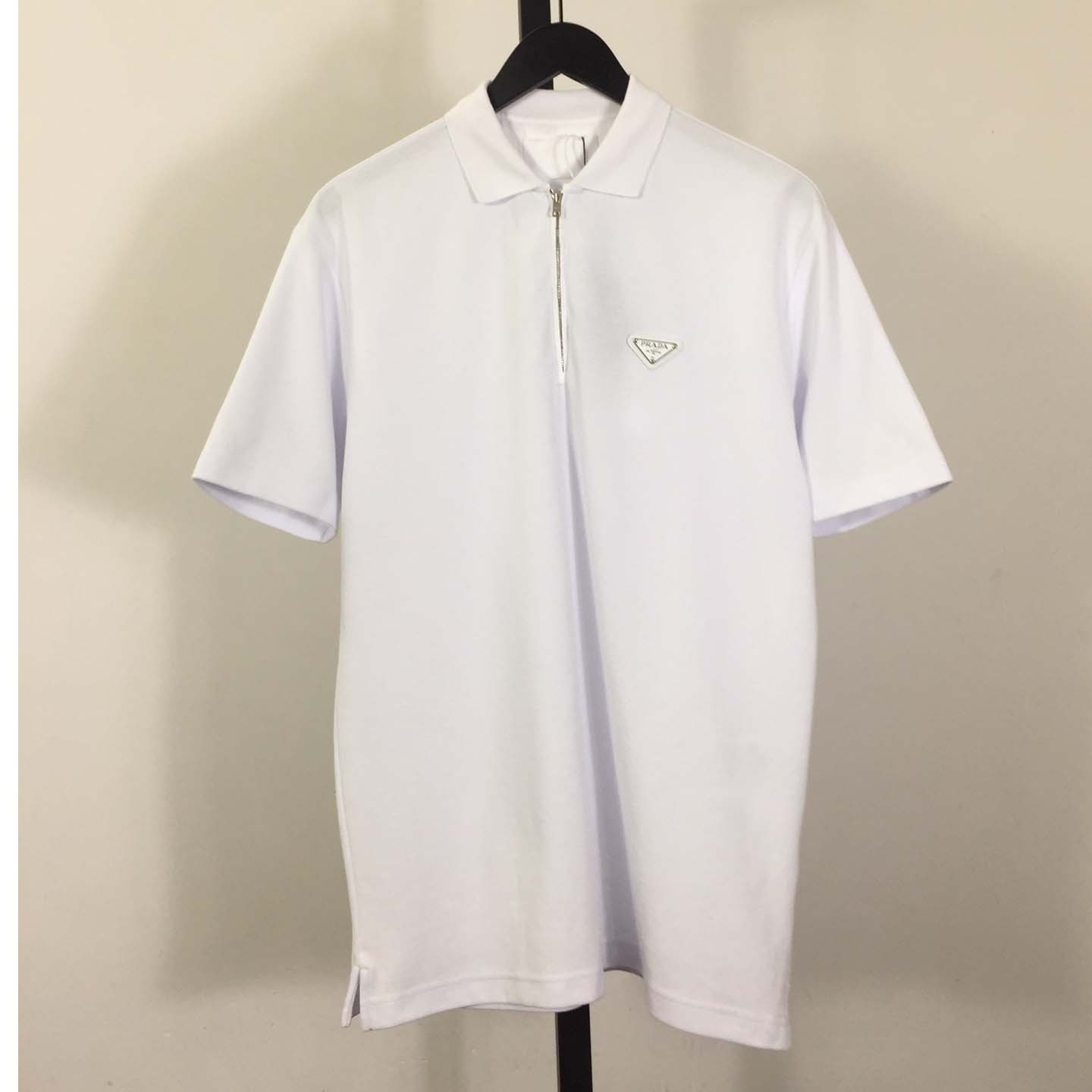 Prada Triangle-logo Cotton Polo Shirt - DesignerGu