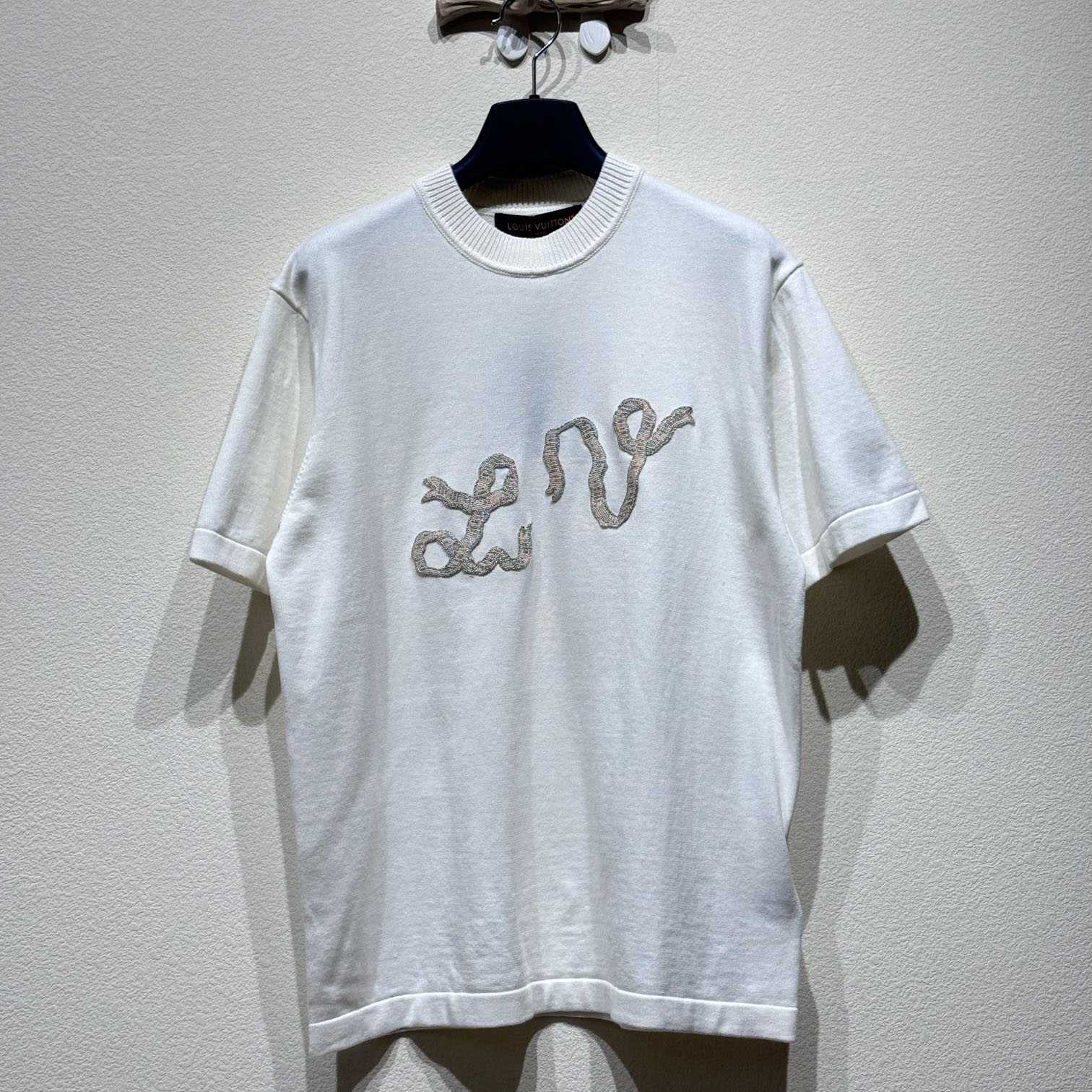 Louis Vuitton Embellished Short-Sleeved Cotton Crewneck   - DesignerGu