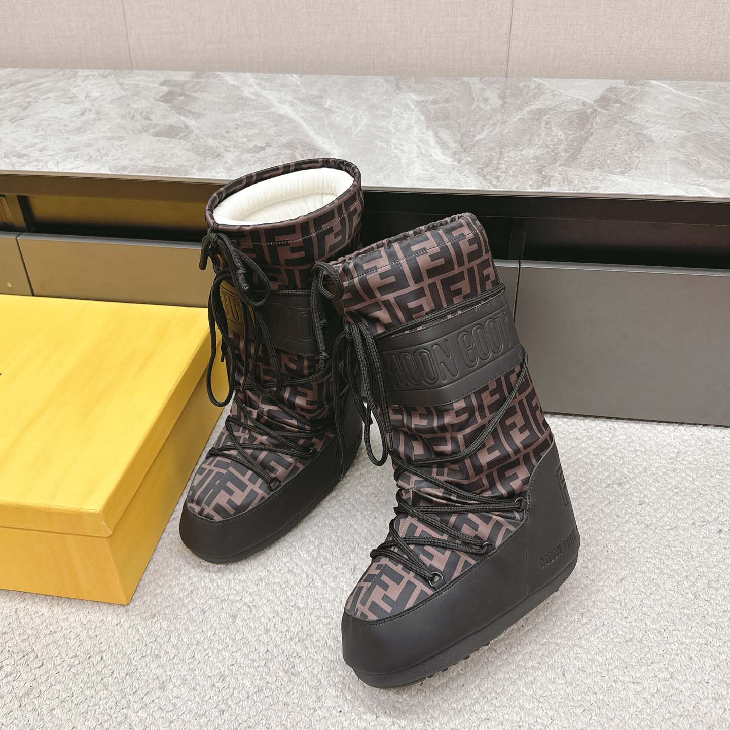 Fendi FF Motif Moon Boots - DesignerGu