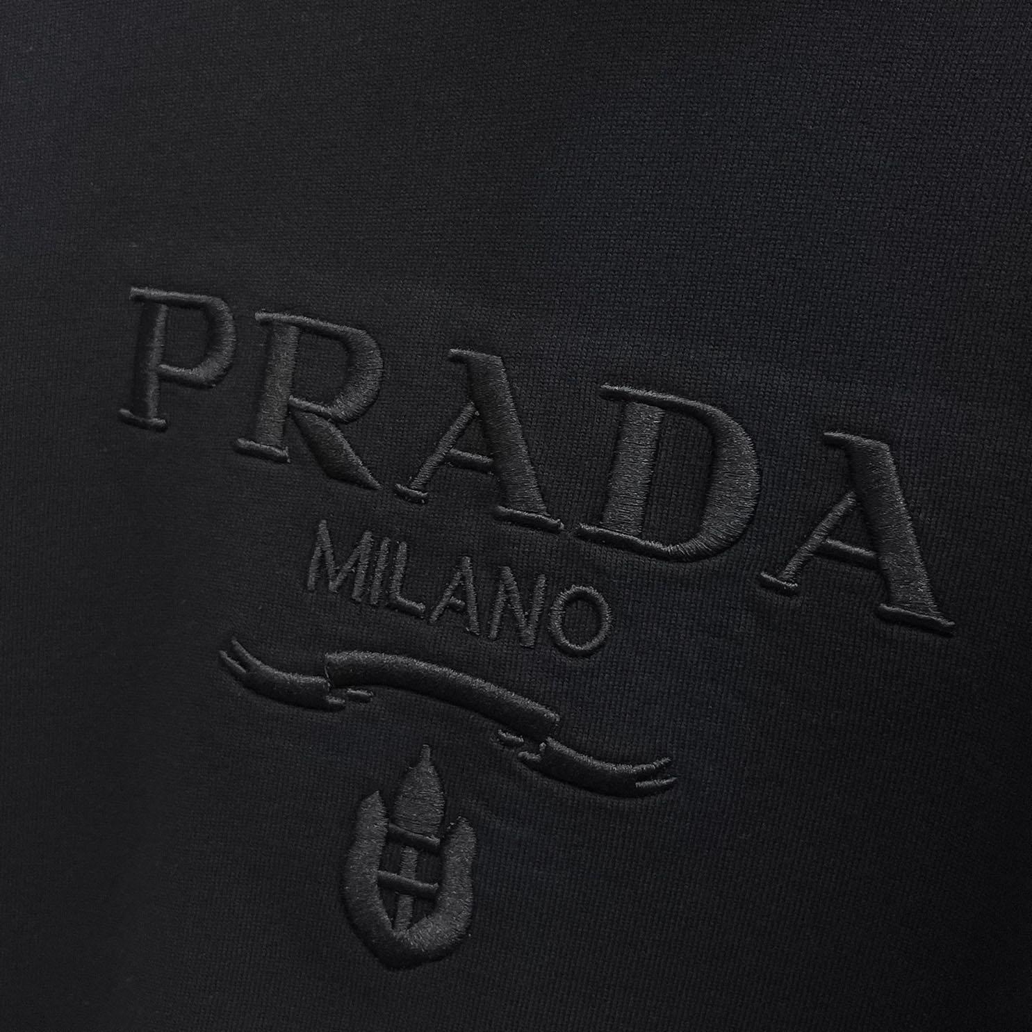 Prada Embroidered Logo Hoodie - DesignerGu